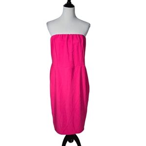Curvy Sense Plus 2X Pink Strapless Sheath Bodycon Dress Sheer Side